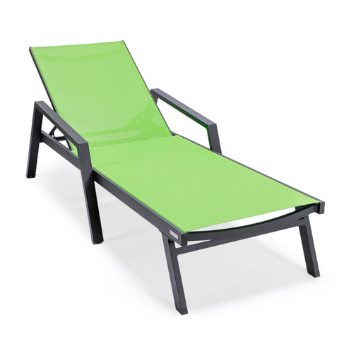 Marlin Patio Chaise Lounge Chair with Armrests in Black Aluminum Frame, Set of 2