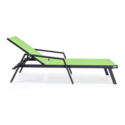 Marlin Patio Chaise Lounge Chair With Armrests in Black Aluminum Frame