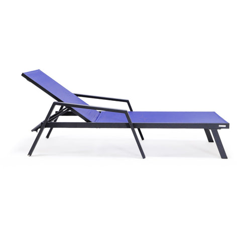 Marlin Patio Chaise Lounge Chair With Armrests in Black Aluminum Frame