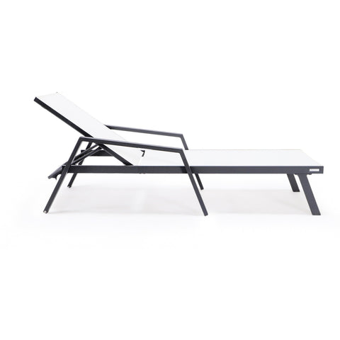 Marlin Patio Chaise Lounge Chair with Armrests in Black Aluminum Frame, Set of 2