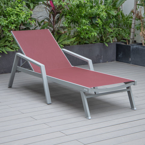 Marlin Aluminum Outdoor Chaise Lounge Chair with Sling Fabric Seat