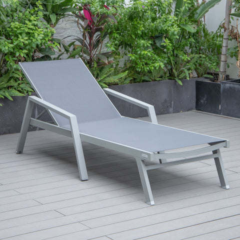 Marlin Aluminum Outdoor Chaise Lounge Chair with Sling Fabric Seat