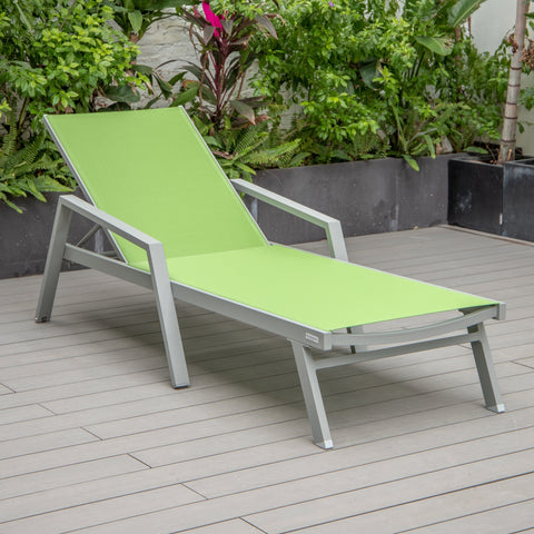 Marlin Aluminum Outdoor Chaise Lounge Chair with Sling Fabric Seat