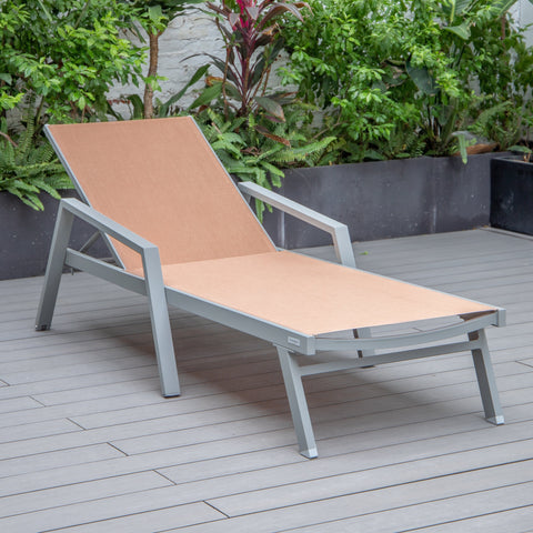 Marlin Aluminum Outdoor Chaise Lounge Chair with Sling Fabric Seat