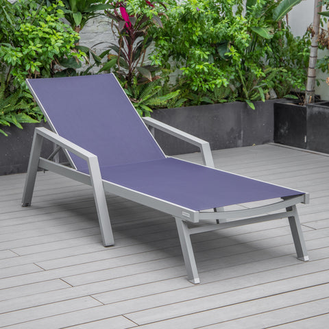 Marlin Aluminum Outdoor Chaise Lounge Chair with Sling Fabric Seat