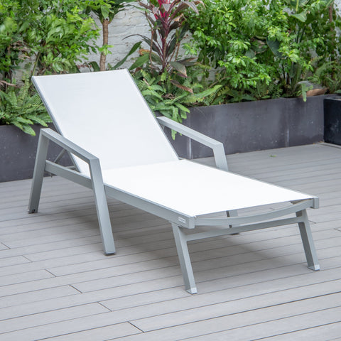 Marlin Aluminum Outdoor Chaise Lounge Chair with Sling Fabric Seat