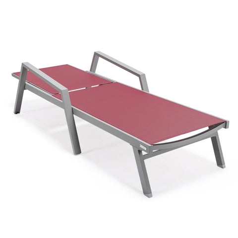 Marlin Aluminum Outdoor Chaise Lounge Chair with a Square Fire Pit Table