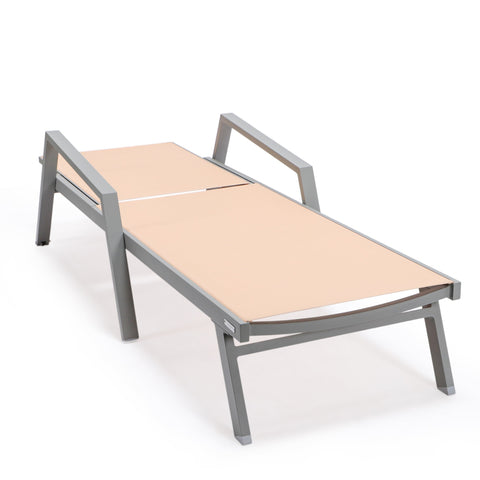 Marlin Aluminum Outdoor Chaise Lounge Chair with a Square Fire Pit Table