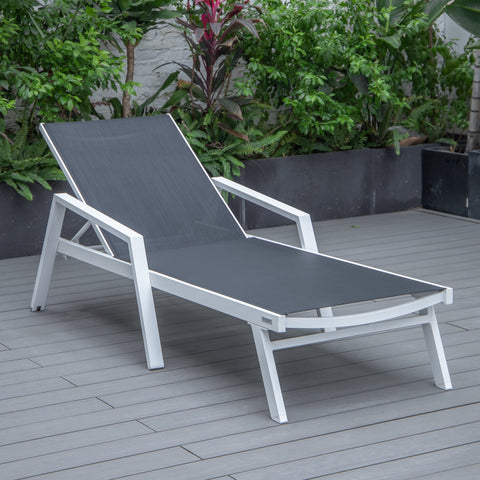 Marlin Aluminum Outdoor Chaise Lounge Chair with Sling Fabric Seat