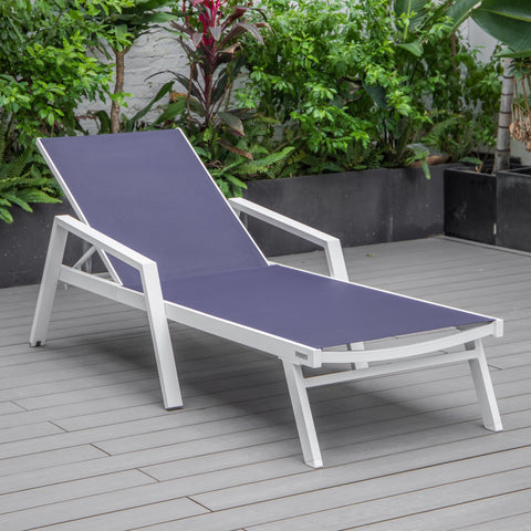 Marlin Aluminum Outdoor Chaise Lounge Chair with Sling Fabric Seat