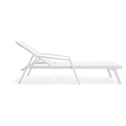 Marlin Patio Chaise Lounge Chair with Armrests in White Aluminum Frame, Set of 2