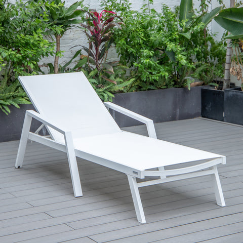 Marlin Aluminum Outdoor Chaise Lounge Chair with Sling Fabric Seat