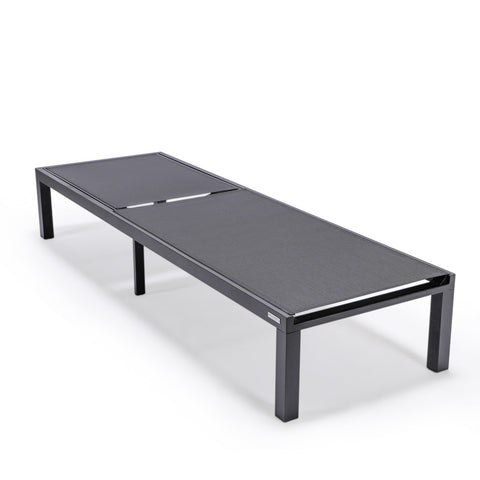 Marlin Modern Black Aluminum Outdoor Patio Chaise Lounge Chair with Square Fire Pit Side Table