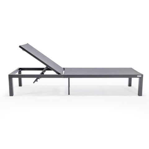 Marlin Modern Black Aluminum Outdoor Patio Chaise Lounge Chair with Square Fire Pit Side Table