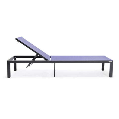 Marlin Modern Black Aluminum Outdoor Patio Chaise Lounge Chair with Square Fire Pit Side Table