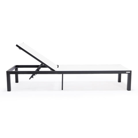 Marlin Modern Black Aluminum Outdoor Patio Chaise Lounge Chair with Square Fire Pit Side Table