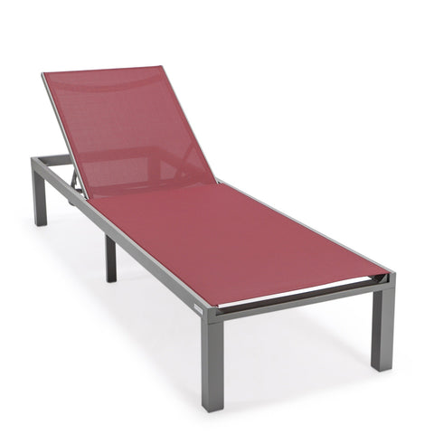 Marlin Patio Chaise Lounge Chair with Grey Aluminum Frame, Set of 2