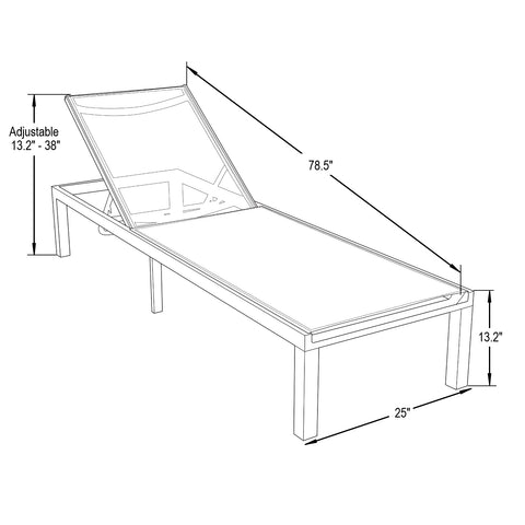 Marlin Patio Chaise Lounge Chair With Grey Aluminum Frame