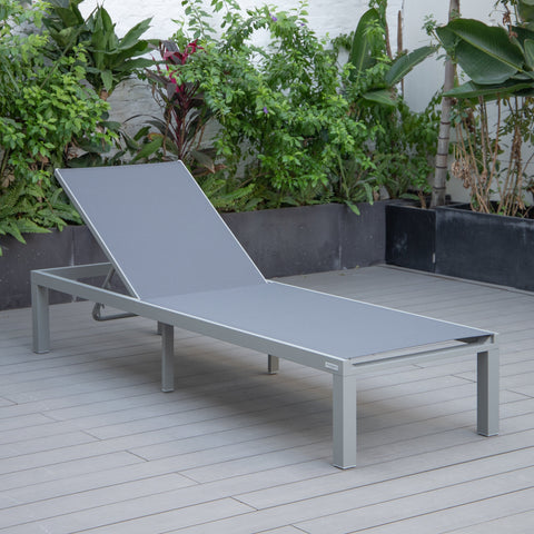 Marlin Aluminum Outdoor Chaise Lounge Chair with Sling Fabric Seat