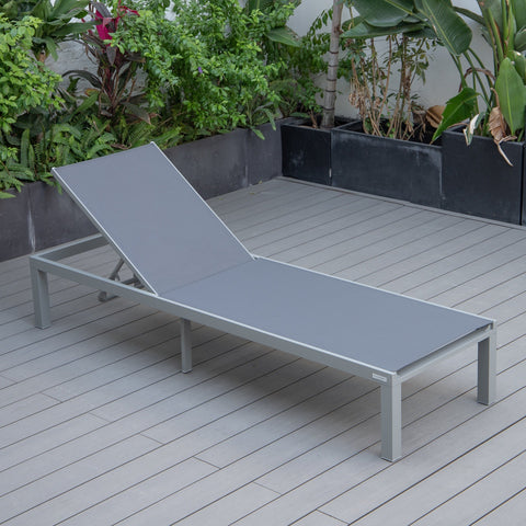 Marlin Patio Chaise Lounge Chair With Grey Aluminum Frame