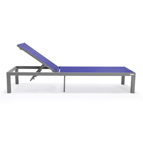 Marlin Patio Chaise Lounge Chair with Grey Aluminum Frame, Set of 2