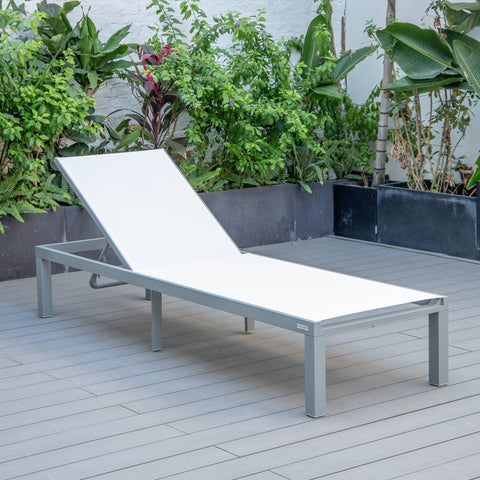 Marlin Aluminum Outdoor Chaise Lounge Chair with Sling Fabric Seat