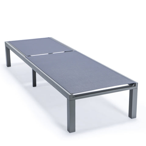 Marlin Modern Grey Aluminum Outdoor Patio Chaise Lounge Chair with Square Fire Pit Side Table