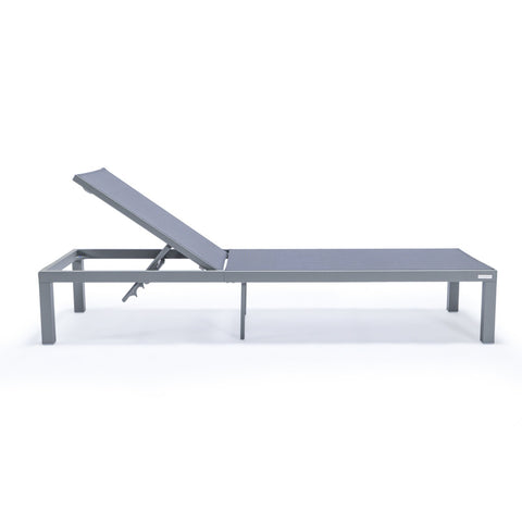 Marlin Modern Grey Aluminum Outdoor Patio Chaise Lounge Chair with Square Fire Pit Side Table