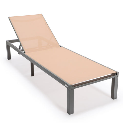 Marlin Modern Grey Aluminum Outdoor Patio Chaise Lounge Chair with Square Fire Pit Side Table