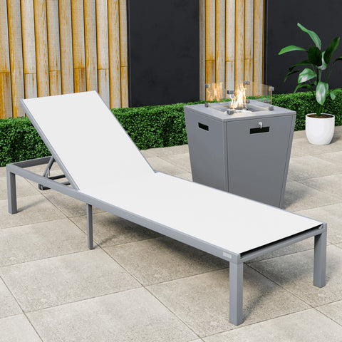 Marlin Aluminum Outdoor Chaise Lounge Chair with a Square Fire Pit Table