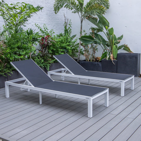 Marlin Patio Chaise Lounge Chair with White Aluminum Frame, Set of 2