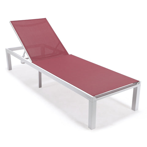 Marlin Patio Chaise Lounge Chair with White Aluminum Frame, Set of 2