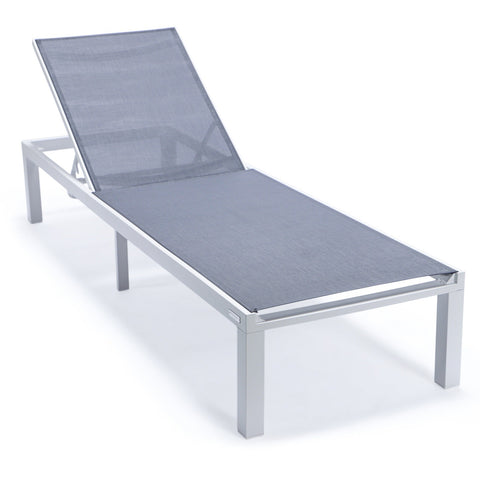 Marlin Patio Chaise Lounge Chair with White Aluminum Frame, Set of 2