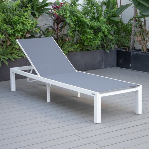 Marlin Aluminum Outdoor Chaise Lounge Chair with Sling Fabric Seat