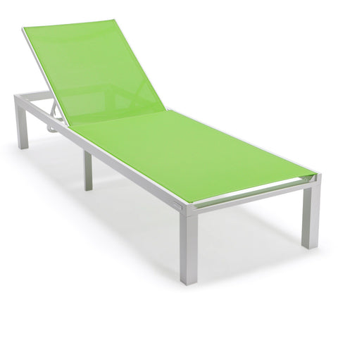 Marlin Patio Chaise Lounge Chair with White Aluminum Frame, Set of 2