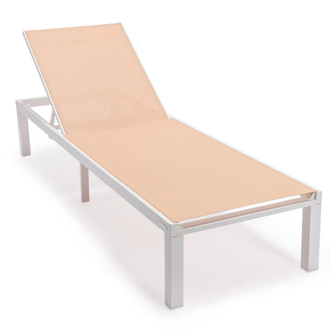 Marlin Patio Chaise Lounge Chair with White Aluminum Frame, Set of 2