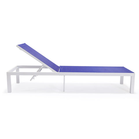 Marlin Patio Chaise Lounge Chair with White Aluminum Frame, Set of 2