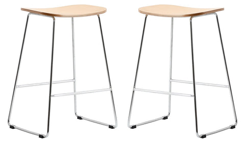 Melrose Modern Wood Counter Stool With Chrome Frame Set of 2