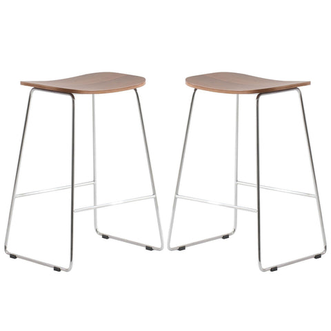 Melrose Modern Wood Counter Stool With Chrome Frame Set of 2