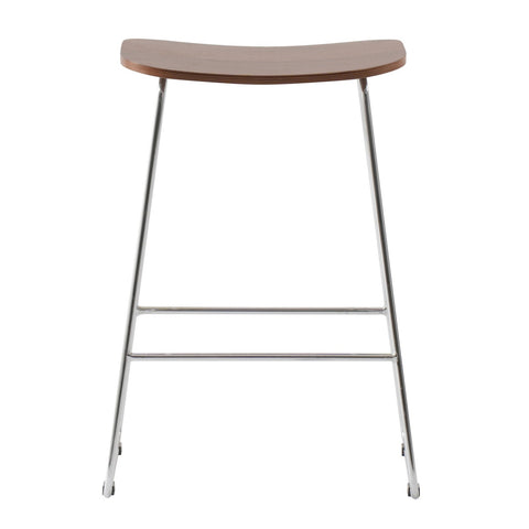 Melrose Modern Wood Counter Stool With Chrome Frame Set of 2