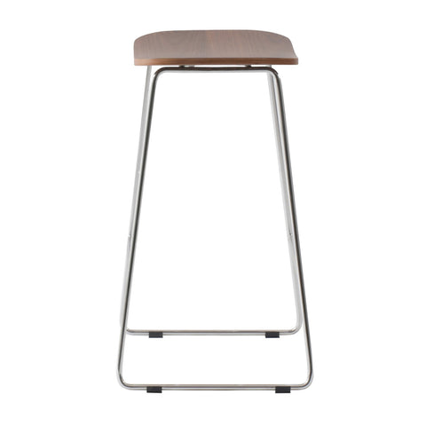 Melrose Modern Wood Counter Stool With Chrome Frame Set of 2