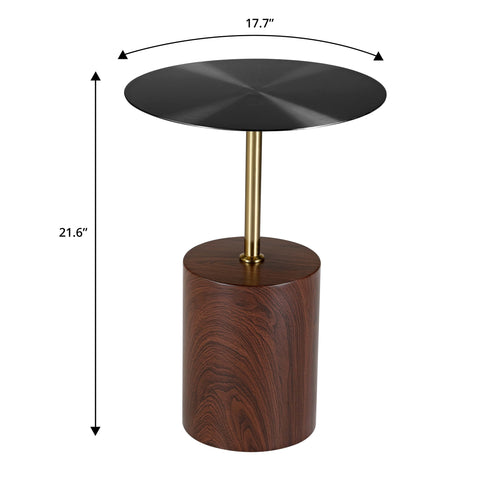 Malta Round Side Table Modern Accent End Table with Stainless Steel Pedestal Base