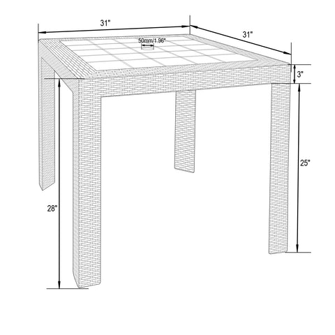 Mace Mid-Century 3-Piece Outdoor Dining Set