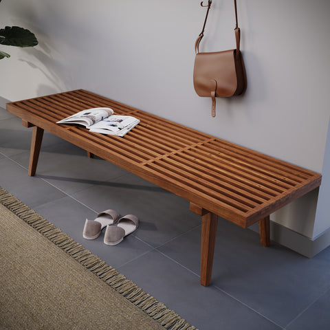 Inwood 5 Feet Platform Bench with Rubberwood Frame and Beech Wood Legs