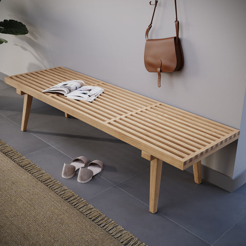 Inwood 5 Feet Platform Bench with Rubberwood Frame and Beech Wood Legs