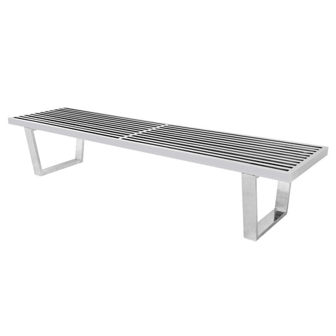 Mid-Century Stainless Steel Platform Bench