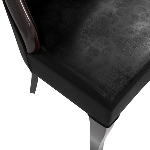 Novara Series Modern Dining Side Chair Upholstered in Leather/Velvet with Rubberwood Legs