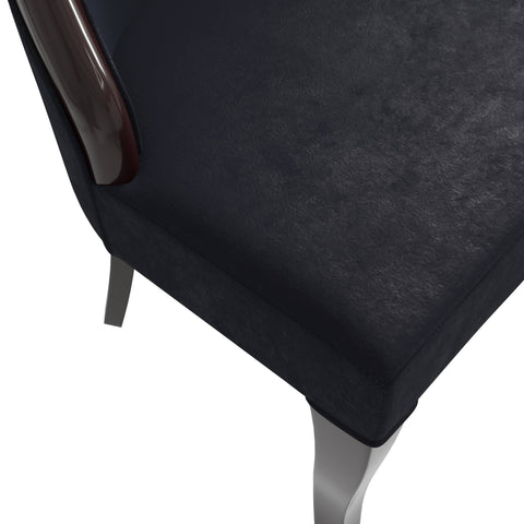 Novara Modern Dining Side Chair Upholstered in Leather/Velvet with Rubberwood Legs Set of 2