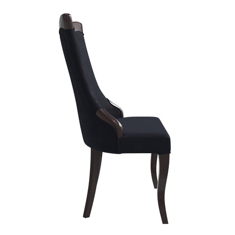 Novara Modern Dining Side Chair Upholstered in Leather/Velvet with Rubberwood Legs Set of 2