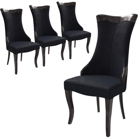 Novara Modern Dining Side Chair Upholstered in Leather/Velvet with Rubberwood Legs Set of 4